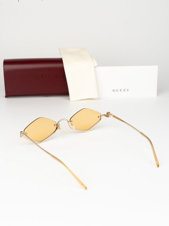 Gucci Women Sunglasses Gold Rose Mirror Yellow Cat Eye GG1604S 004 NEW AUTHENTIC main image 6